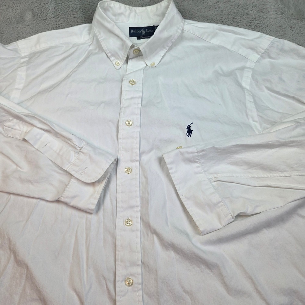 Ralph Lauren Button Down Shirt Mens 17.5 34/35 Classic Fit Oxford Cotton White